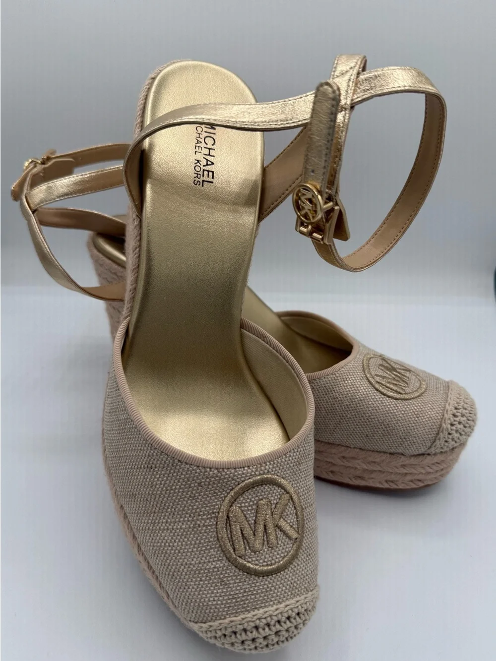 Michael Kors Blush Espadrille Wedge with Ankle Strap